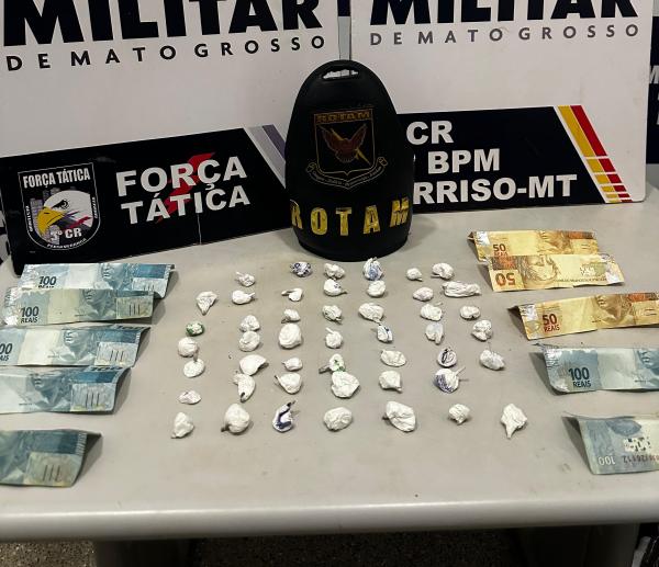 Sorriso: ROTAM fecha boca de fumo e apreende 48 papelotes de coca&iacute;na no Jd. Carolina; tr&ecirc;s foram presos