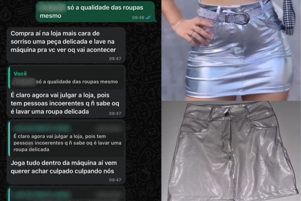 Sorriso: Jovem compra saia, pe&ccedil;a se "desfaz" ap&oacute;s primeira lavada e dona de loja diz que cliente "lavou errado"
