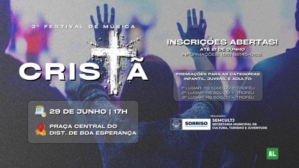 Boa Esperan&ccedil;a do Norte: Est&atilde;o abertas inscri&ccedil;&otilde;es para a 3&ordf; rodada do Festival de M&uacute;sica Crist&atilde; 