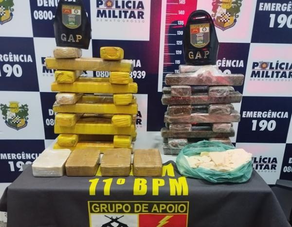 Sorriso: PM apreende quase 50 quilos de maconha e pasta base dentro de carro na BR-163