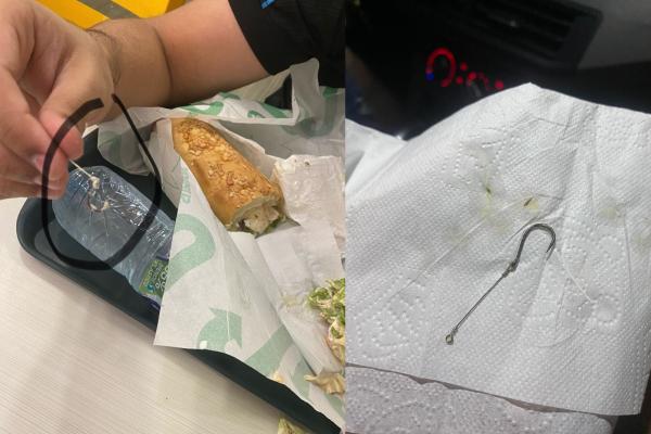 Sorriso: Cliente encontra anzol dentro de lanche do Subway