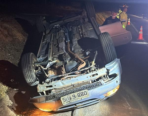 Sorriso-Vera: Carro capotado é encontrado "abandonado" na BR-163; Socorro foi acionado, mas não tinha ninguém no local