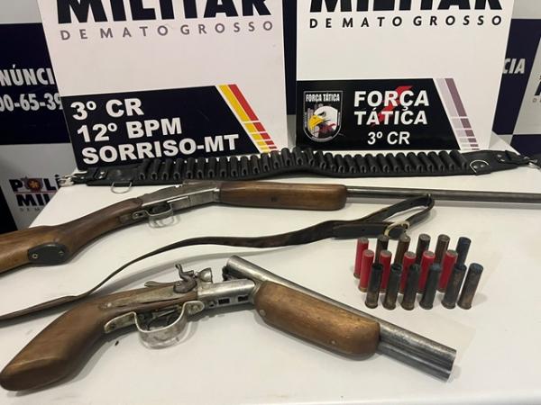 Sorriso: For&ccedil;a T&aacute;tica apreende armas, muni&ccedil;&otilde;es e moto roubada; dois foram presos