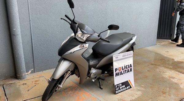 Sorriso: PM recupera Biz furtada no Residencial M&aacute;rio Raiter