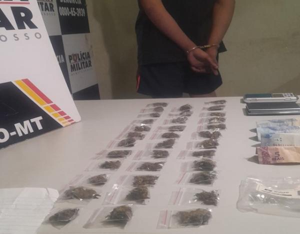 Sorriso: Jovem é preso por tráfico após ser flagrado com 35 porções de skank