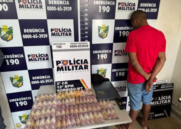 Sorriso: PM prende ladrão que invadia comércios e se rastejava para furtar produto; ele furtou loja de celulares, sex shop, sorveteria e supermercado
