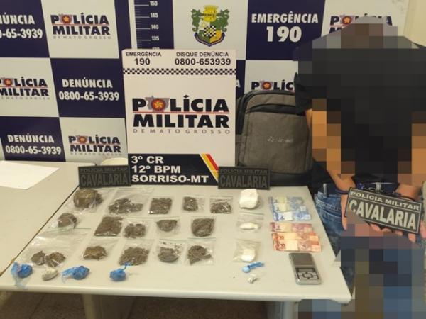 Sorriso: Cavalaria apreende adolescente por ato infracional análogo ao tráfico com maconha, cocaína e balança de precisão