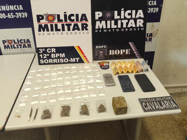 Sorriso: Membro de facção é preso pela PM com 65 porções de drogas