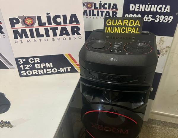 Sorriso: GM e PM apreendem som e prendem homem por perturbação de sossego e desacato
