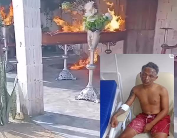 Bandido se queima ao invadir velório e atear fogo em corpo de "rival" e acaba preso em hospital