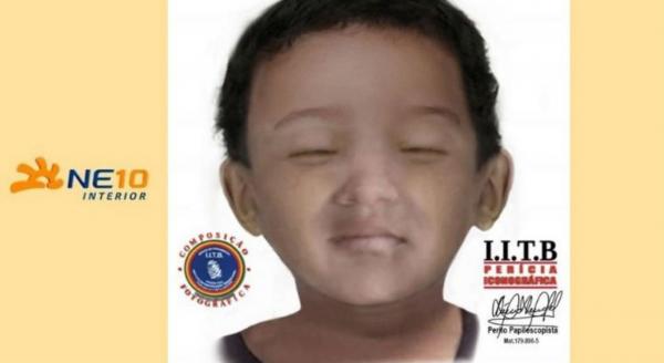 Polícia divulga reconstituição de rosto de criança encontrada enterrada