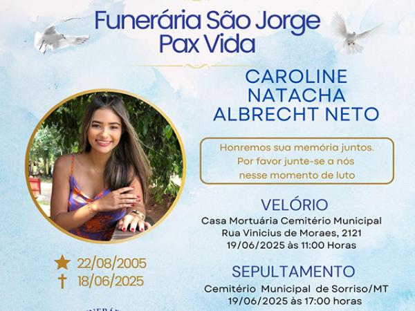 Sorriso: Caroline, que morreu após acidente na Helicônias, é velada na Capela do Cemitério