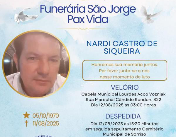 Sorriso: Morre Nardi Castro de Siqueira