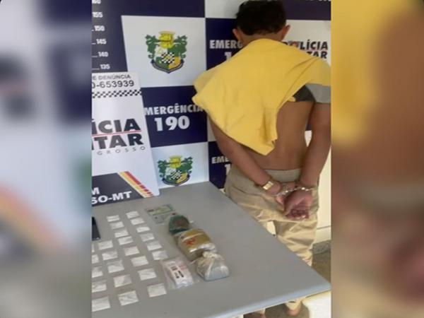Sorriso: PM prende homem com drogas após ver carro utilizado em sequestro estacionado em frente a casa, no São Francisco
