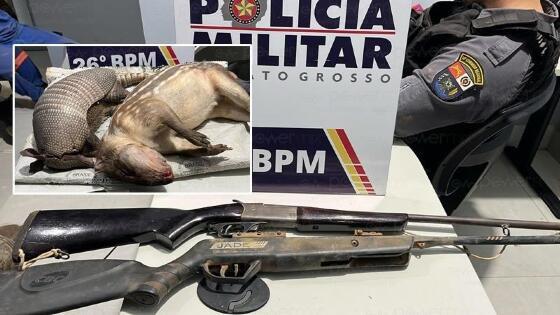 Trivelato: Homens são presos por caça ilegal e porte de armas artesanais