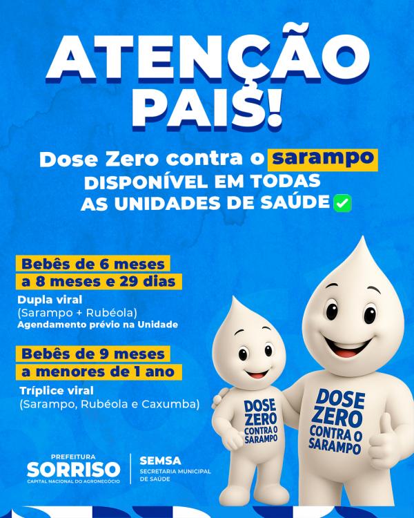 Dose zero de vacina contra o sarampo já está disponível no Município