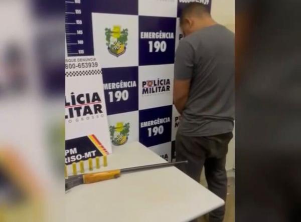Sorriso: Homem é preso com espingarda calibre 20 durante abordagem da PM na MT-560