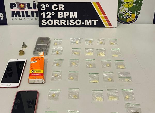 Sorriso: PM prende 3 por tr&aacute;fico de drogas em kitnet atr&aacute;s de distribuidora