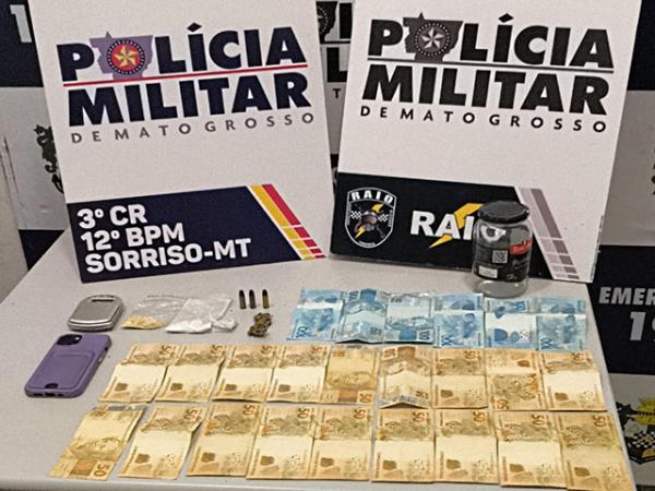 Sorriso: R.A.I.O prende homem por mandado, tr&aacute;fico de drogas, associa&ccedil;&atilde;o para o tr&aacute;fico, porte ilegal e falsidade ideol&oacute;gica