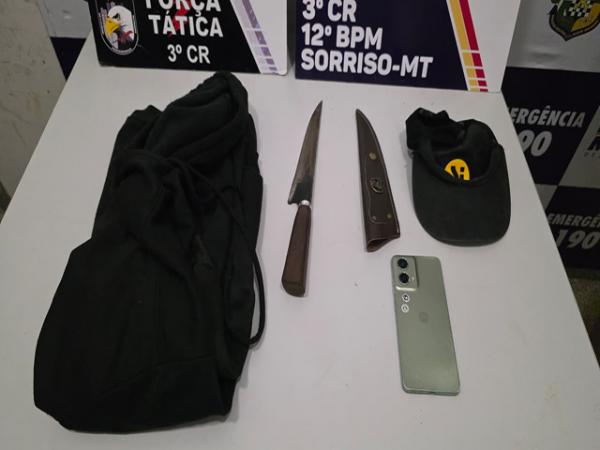 Sorriso: For&ccedil;a T&aacute;tica prende ladr&atilde;o de motorista de aplicativo; bandido rendeu motorista com uma faca e o for&ccedil;ou a fazer um Pix de R$ 1.300