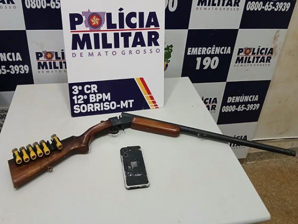 Sorriso: Marido &eacute; preso ap&oacute;s agredir e amea&ccedil;ar esposa e ainda dar tiro de calibre 20.; ele tentou resistir &agrave; pris&atilde;o