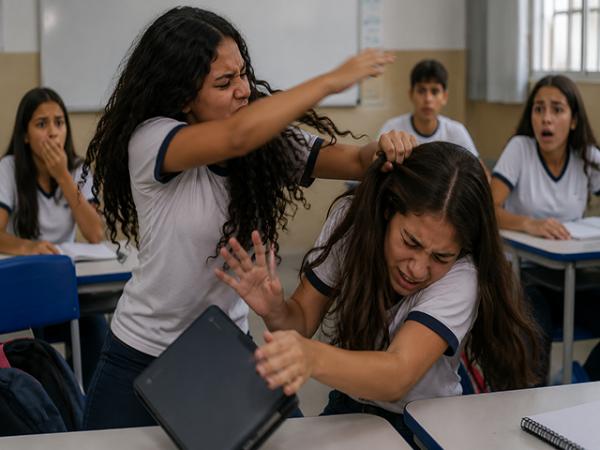 Ipiranga do Norte: Estudante bate na coleguinha dentro da sala por causa de um abra&ccedil;o negado
