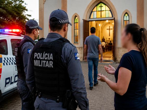 Ipiranga do Norte: Mulher chama PM ao ver ex-marido na missa da igreja; ela tem medida protetiva contra ele