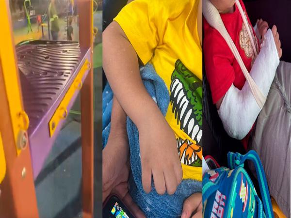 Sorriso: Crian&ccedil;a quebra bra&ccedil;o ap&oacute;s cair de brinquedo sem rede de prote&ccedil;&atilde;o; av&oacute; faz alerta