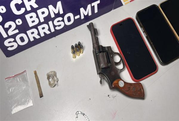 Sorriso: PM prende 3 com arma e drogas no Bom Jesus