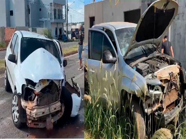 Sorriso: Mulher fica ferida e cadeirinha evita trag&eacute;dia ap&oacute;s grave acidente entre Amarok e Prisma no Monte L&iacute;bano