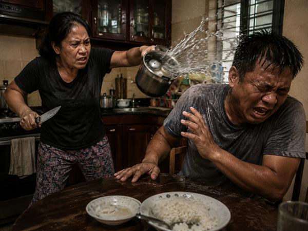 Mulher joga &aacute;gua quente e esfaqueia marido ap&oacute;s ele reclamar do arroz