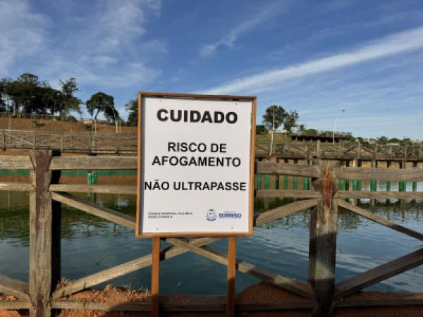 Sorriso: Com in&iacute;cio do recesso escolar, Sama refor&ccedil;a: &eacute; proibido tomar banho nos lagos dos parques municipais
