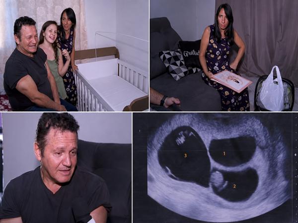 Ap&oacute;s mulher engravidar de trig&ecirc;meos aos 39 anos, marido comemora: "Onde cria tr&ecirc;s, cria seis"
