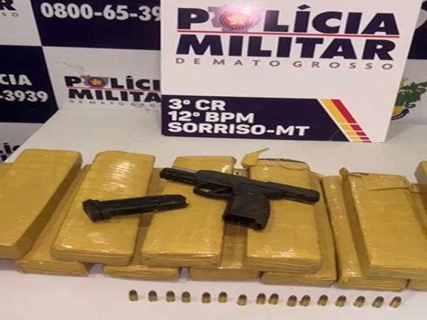 Sorriso: Casal &eacute; preso e adolescente apreendido com 10,5 kg de maconha e pistola 9 mm