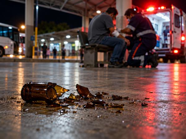 Sorriso: Homem &eacute; atacado com garrafa quebrada na rodovi&aacute;ria e suspeito acaba preso na UPA