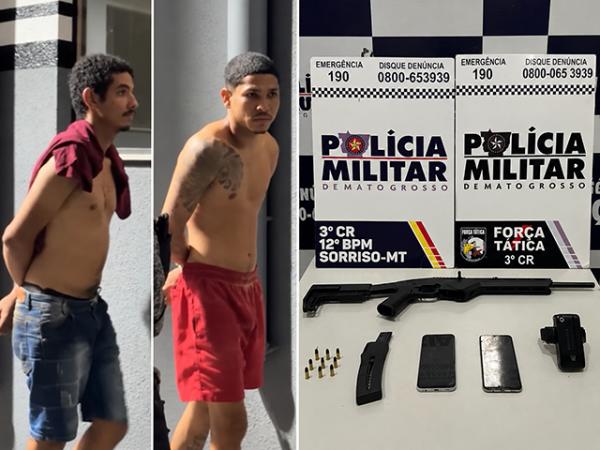 Sorriso: PM prende ladr&otilde;es ap&oacute;s assalto que deixou fam&iacute;lia ref&eacute;m e recupera carros e arma roubados