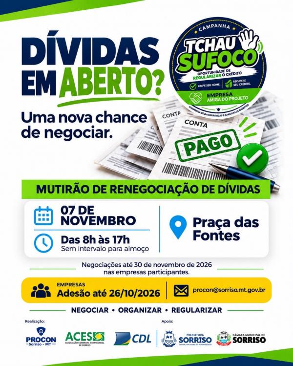 Sorriso: Campanha Tchau Sufoco ter&aacute; Dia D em 7 de novembro