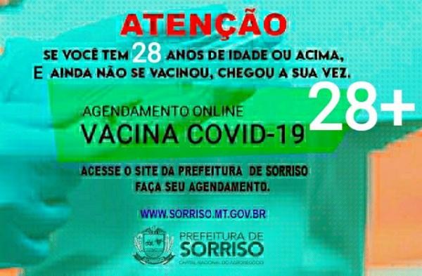 Sorriso avança na imunização e abre agendamento para população a partir de 28 anos