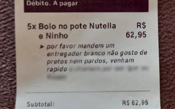Empresária se indigna com pedido racista de cliente por aplicativo: Mandem entregador branco, não gosto de pretos nem pardos