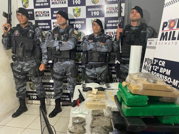 Sorriso: For&ccedil;a T&aacute;tica apreende carregamento de maconha e pasta base no Rota do Sol