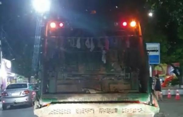 Caminh&atilde;o de lixo com varal de calcinhas &eacute; flagrado em MT