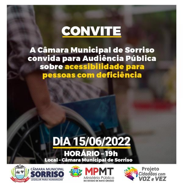 C&acirc;mara realiza Audi&ecirc;ncia P&uacute;blica sobre acessibilidade para pessoas com defici&ecirc;ncia na pr&oacute;xima quarta-feira