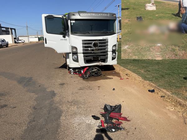 Sorriso: LIVE ABAM - Homem morre ap&oacute;s bater moto de frente com caminh&atilde;o na Perimetral Novo Horizonte