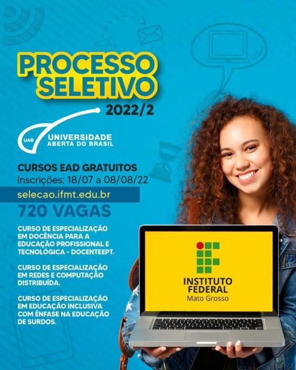 Abertas inscri&ccedil;&otilde;es para P&oacute;s- Gradua&ccedil;&atilde;o Lato Sensu em N&iacute;vel de Especializa&ccedil;&atilde;o da UAB/IFMT