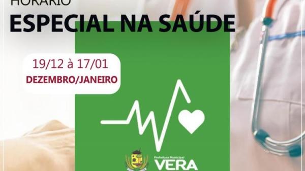 Vera: Unidades de sa&uacute;de ter&atilde;o hor&aacute;rio especial de final de ano