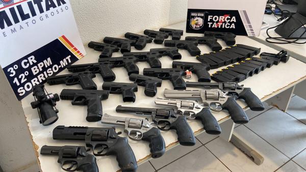 Sorriso: PM recupera armas e prende suspeitos de furto a ca&ccedil;a e pesca