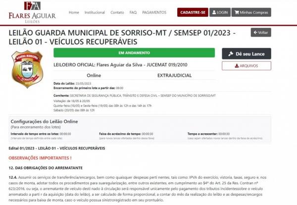 Sorriso: Via Semsep, Prefeitura promove novo leil&atilde;o de ve&iacute;culos e sucatas