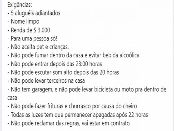 Exig&ecirc;ncias na hora de alugar casa ou quitinete assustam sorrisenses e quem chega na cidade