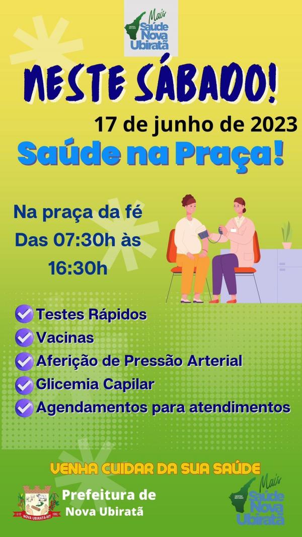 Nova Ubirat&atilde;: Secretaria de Sa&uacute;de promove a&ccedil;&atilde;o na pra&ccedil;a da f&eacute; neste s&aacute;bado