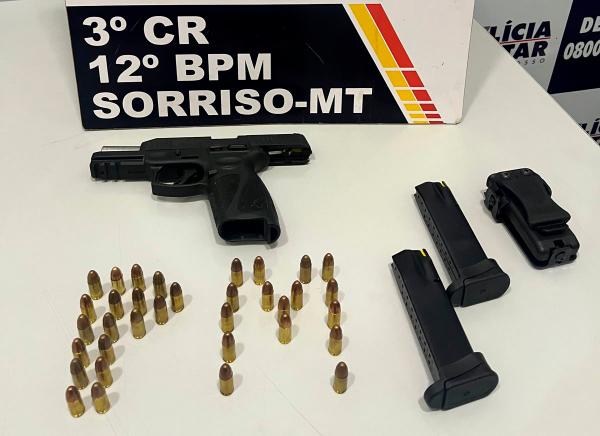 Sorriso: PM prende homem na Lei Seca, que se recusou no baf&ocirc;metro, estava com pistola na cintura e 34 muni&ccedil;&otilde;es